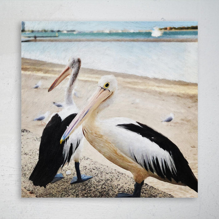 Rosecliff Heights Two White-And-Black Storks On Seashore - 1 Piece R